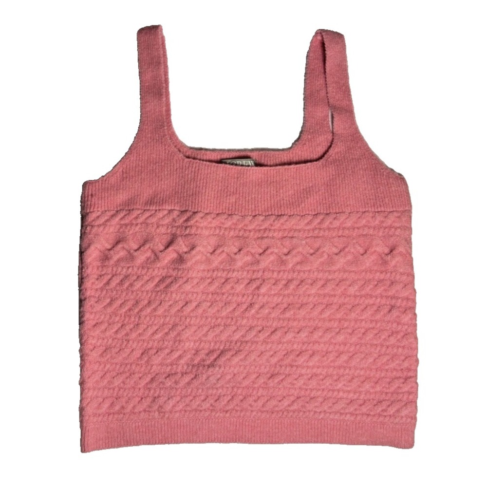 J.Crew Womens Supersoft Cropped Cable-knit Pink Sweater Tank Size XL Style BV356
